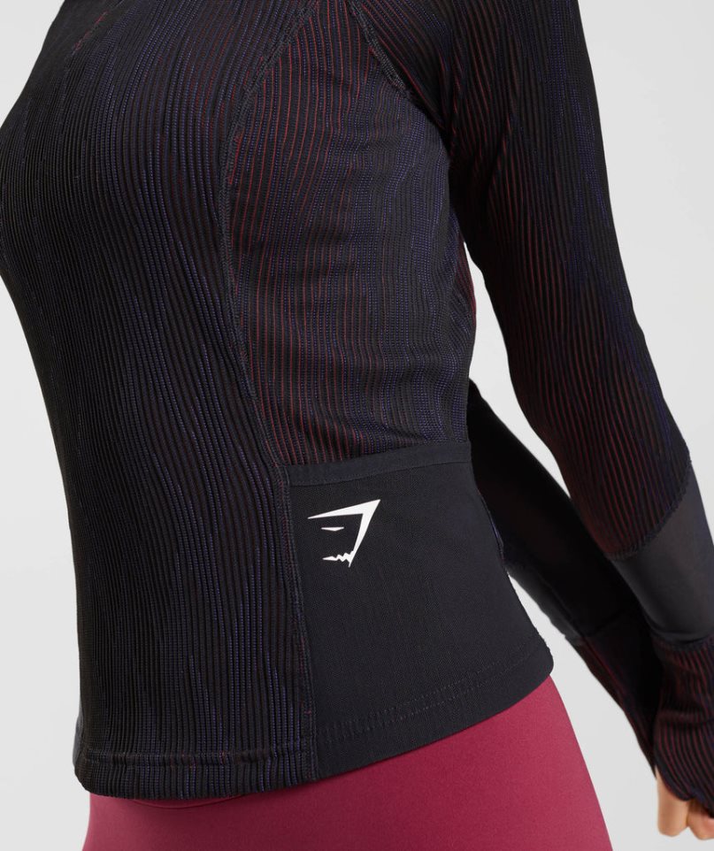 Bluzy Gymshark Sportowe 1/4 Zip Damskie Czarne | PL 240YOK